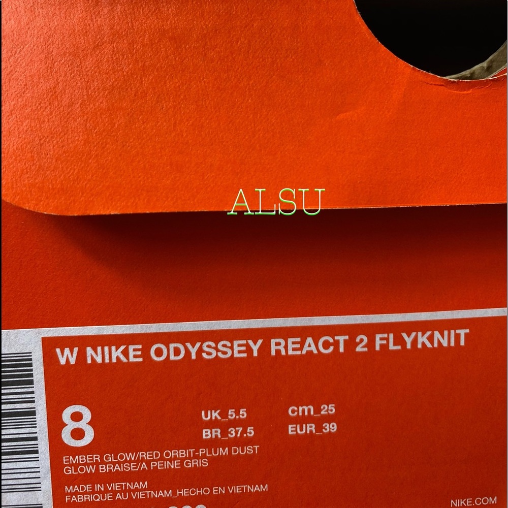 🎄 Christmas Special 🎄 Nike Odyssey React 2 Flyknit Ember Glow Women’s Size 8.5 - Picture 10 of 11